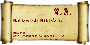 Matkovich Miklós névjegykártya