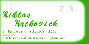 miklos matkovich business card