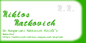 miklos matkovich business card